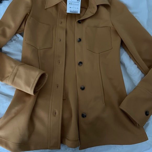 NWT ZARA FITTED KNIT SHIRT thick shacket shirt jacket xs marigold - Picture 6 of 11